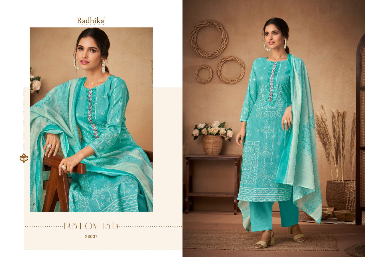 Azara Radhika Bandhani Casual Wear Printed Cambric Cotton Designer Dress Material